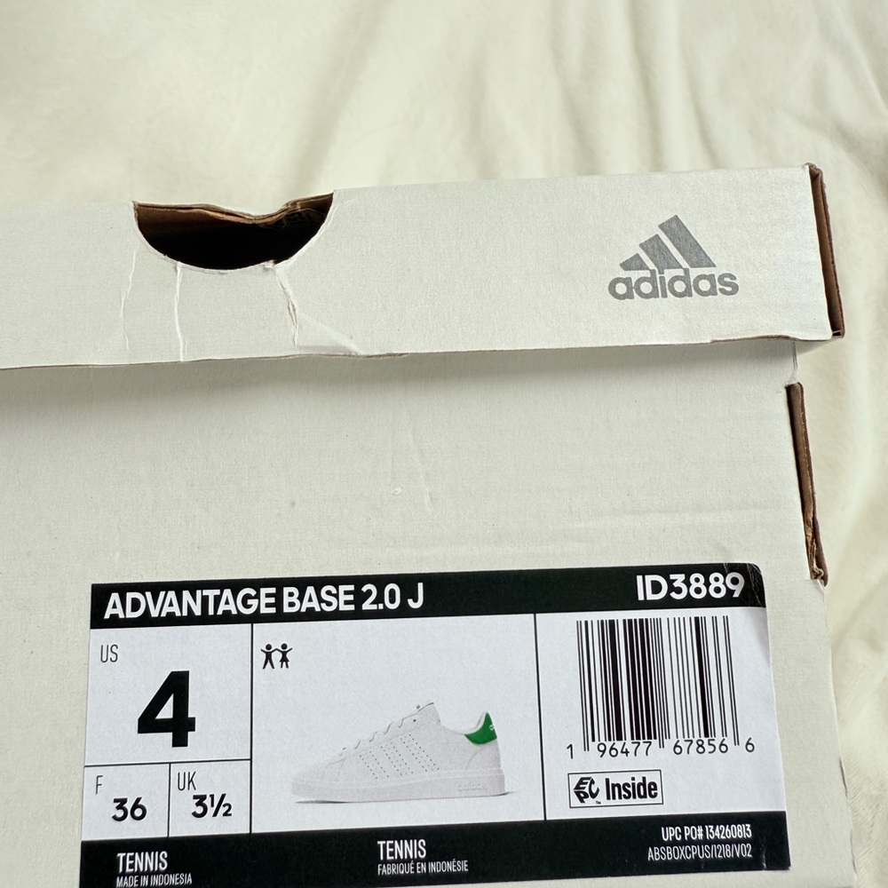 ADVANTAGE BASE 2.0 SHOES Big kids size 4 white/Green - Picture 10 of 10